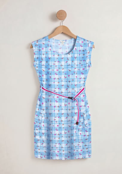 Belted Printed Jersey Dress