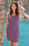 Womens Sleeveless Button Detail Mini Dress