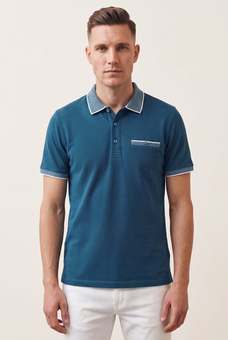 Men's Green Bird Eye Collar Polo Shirt