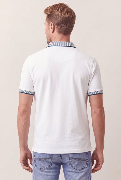 Men's White Bird Eye Collar Polo Shirt