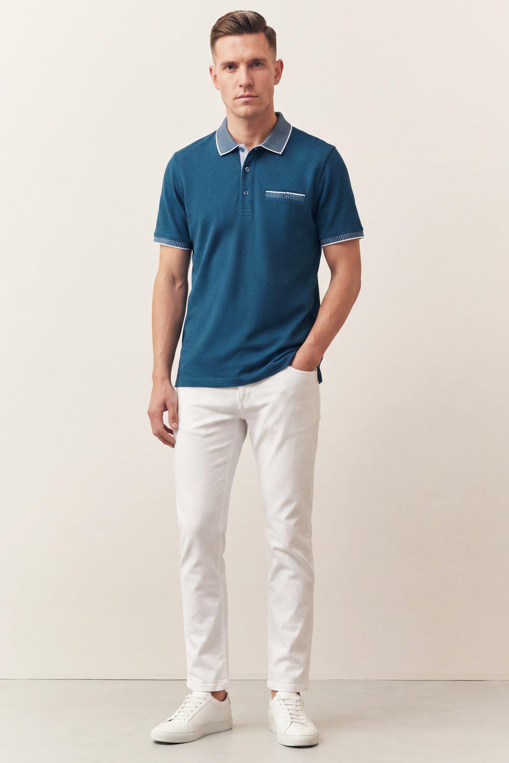 Men's Bird Eye Collar Polo Shirt