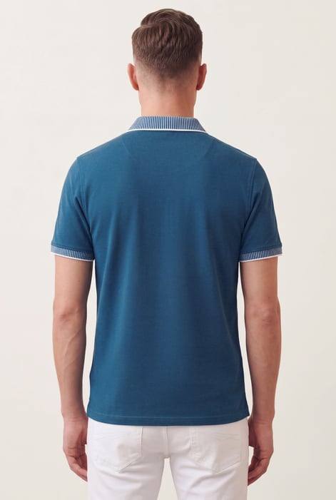 Men's Green Bird Eye Collar Polo Shirt