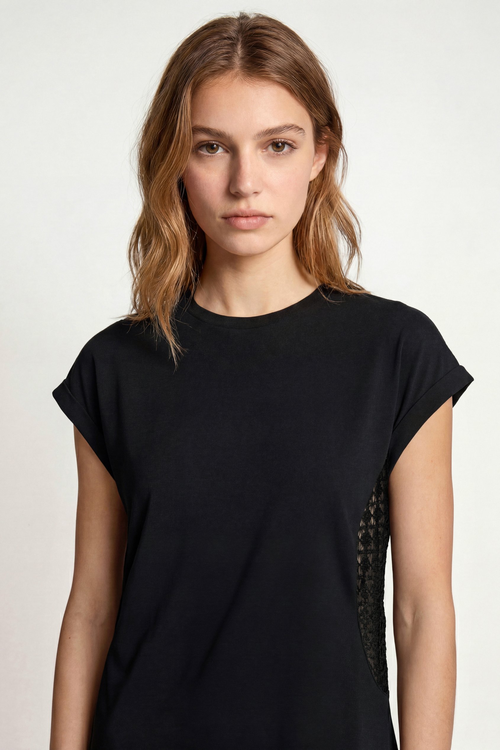 Patch Cut Lace Jersey Dress