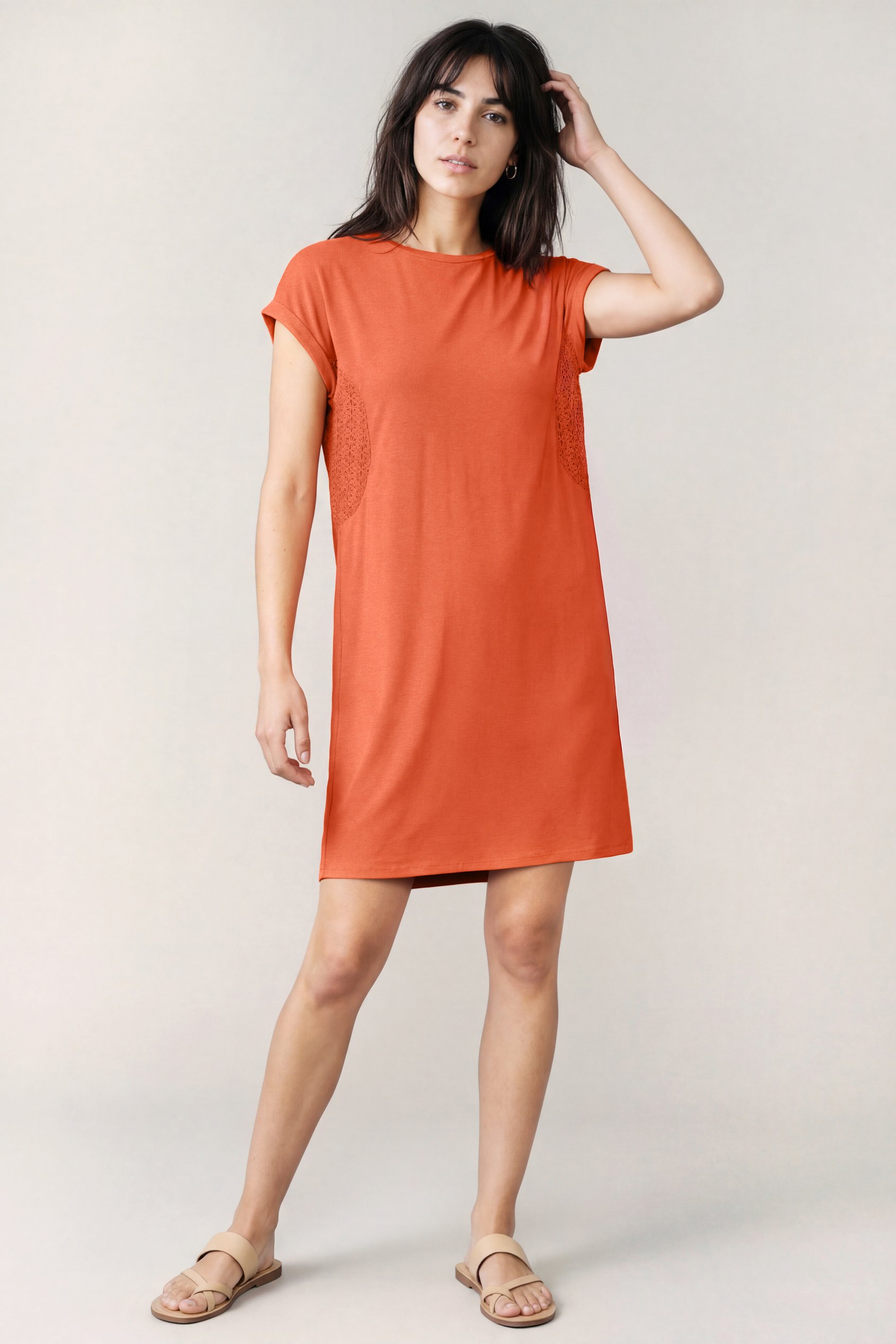 Patch Cut Lace Jersey Dress