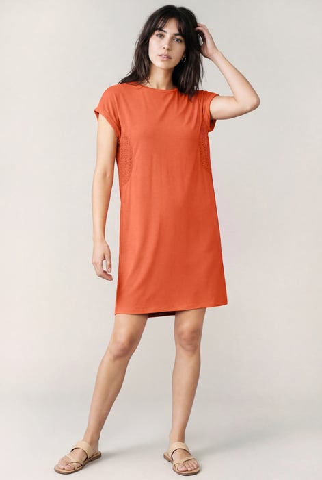 White Patch Cut Lace Jersey Dress