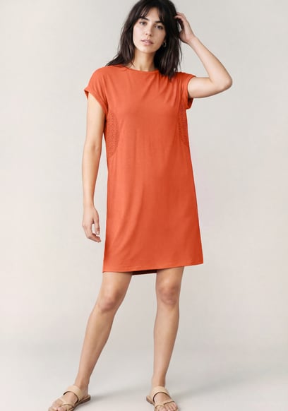 Patch Cut Lace Jersey Dress