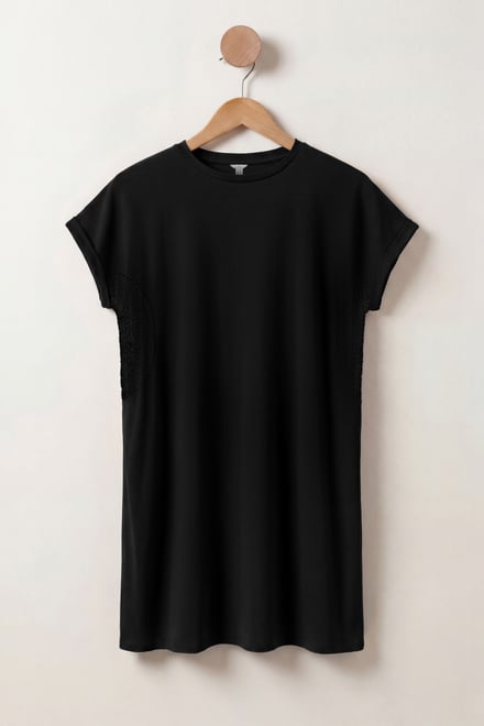 Patch Cut Lace Jersey Dress