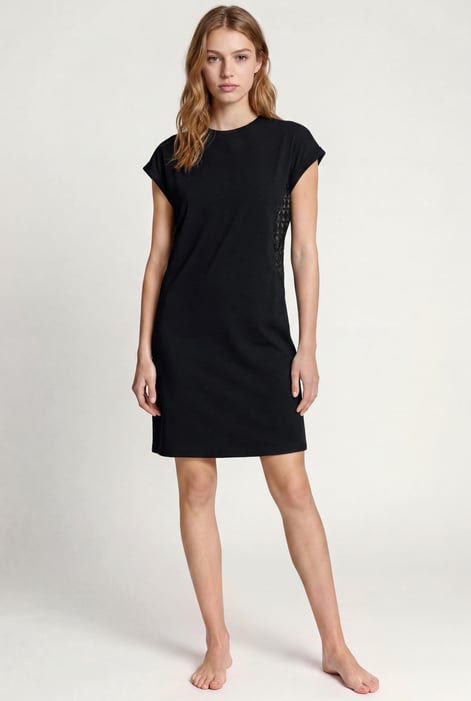 White Patch Cut Lace Jersey Dress
