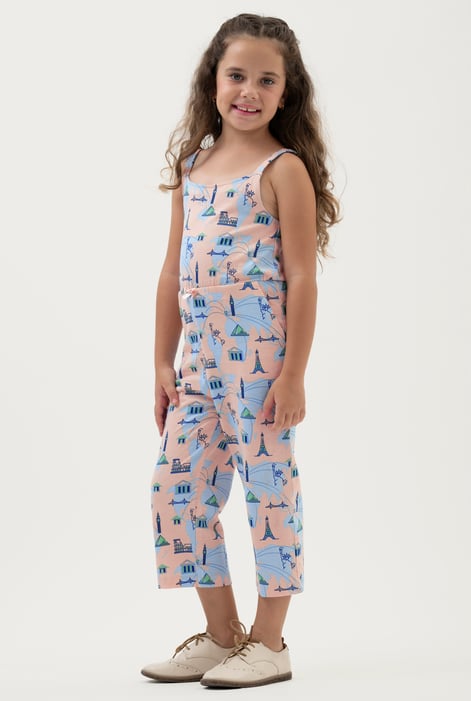 Girls Purple City Print Jumpsuit (12/18mths - 6/7yrs)