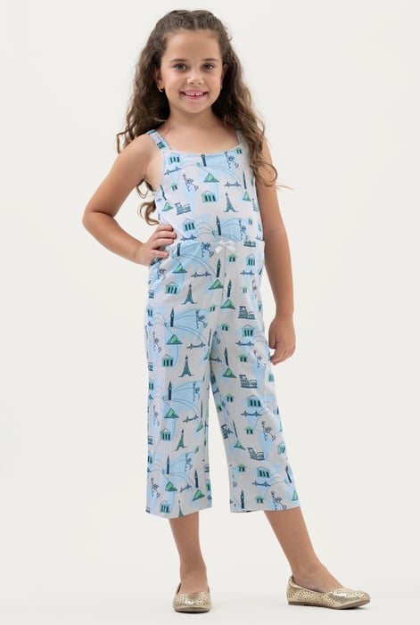 Girls Purple City Print Jumpsuit (12/18mths - 6/7yrs)