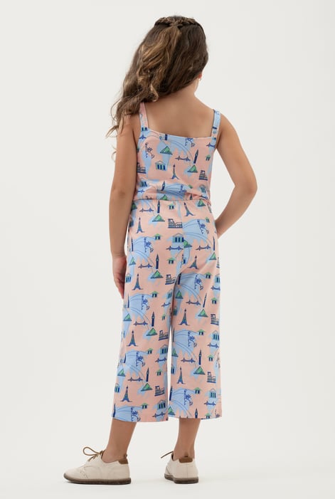 Girls Cream City Print Jumpsuit (12/18mths - 6/7yrs)