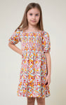 Girls Printed Smoky Tiered Dress ( 5yrs-11yrs)
