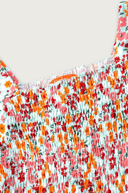Girls Printed Smoky Tiered Dress ( 5yrs-11yrs)