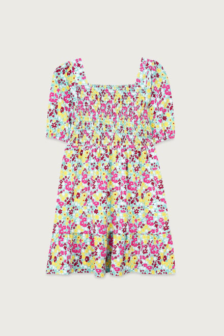 Girls Printed Smoky Tiered Dress ( 5yrs-11yrs)