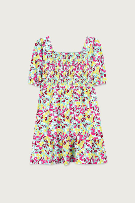 Girls Printed Smoky Tiered Dress ( 5yrs-11yrs)