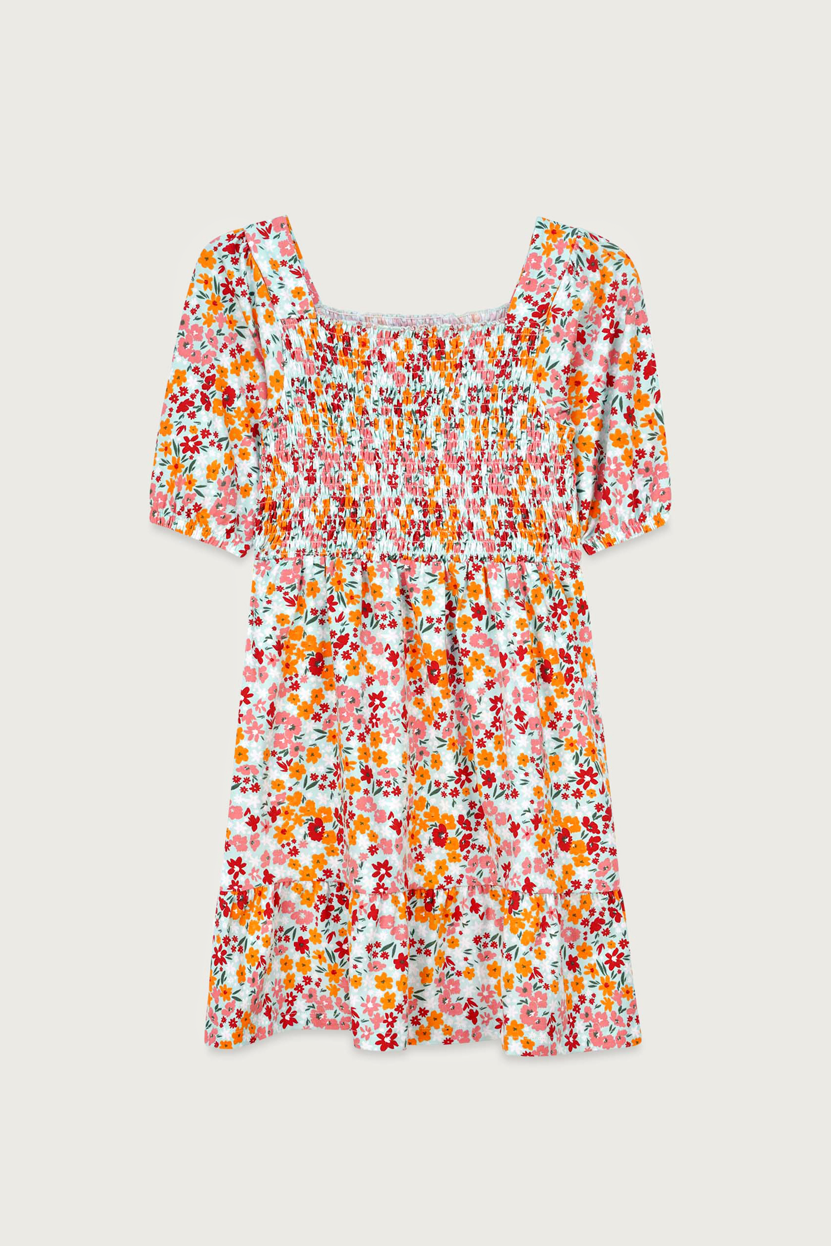 Girls Printed Smoky Tiered Dress ( 5yrs-11yrs)