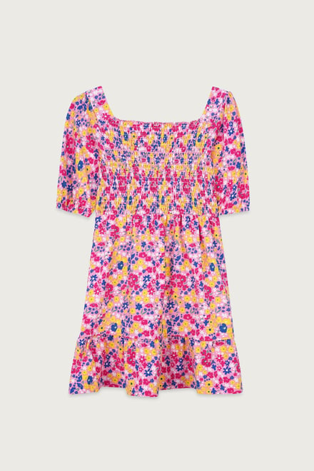 Girls Printed Smoky Tiered Dress ( 5yrs-11yrs)