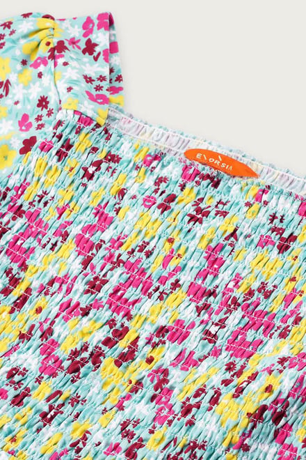 Girls Printed Smoky Tiered Dress ( 5yrs-11yrs)