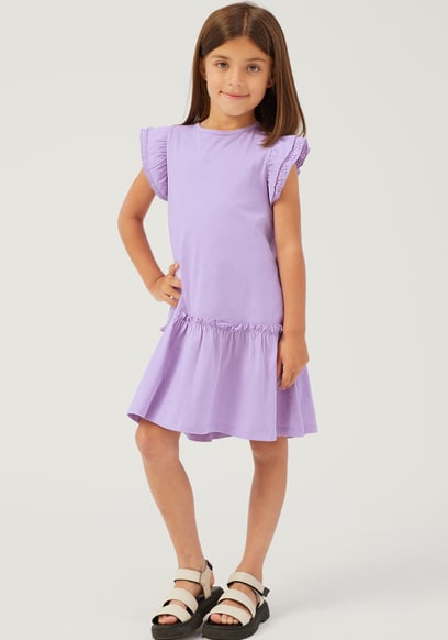 Girls Ruffle Sleeve Jersey Dress