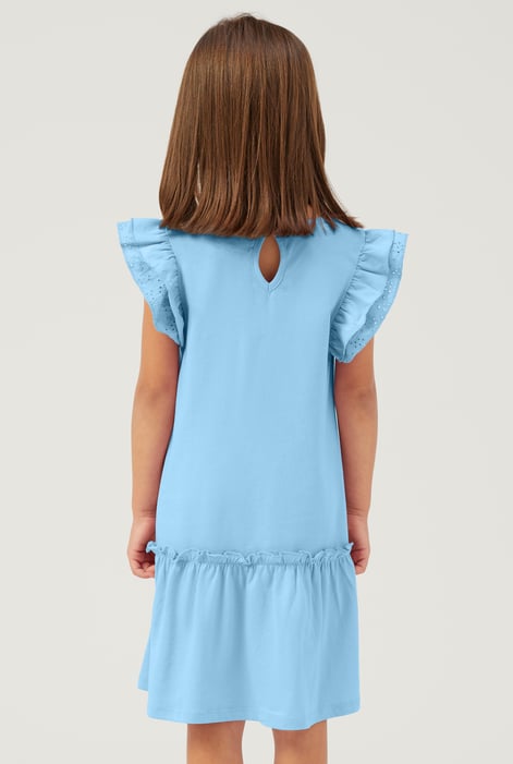 Girls Blue Ruffle Sleeve Jersey Dress