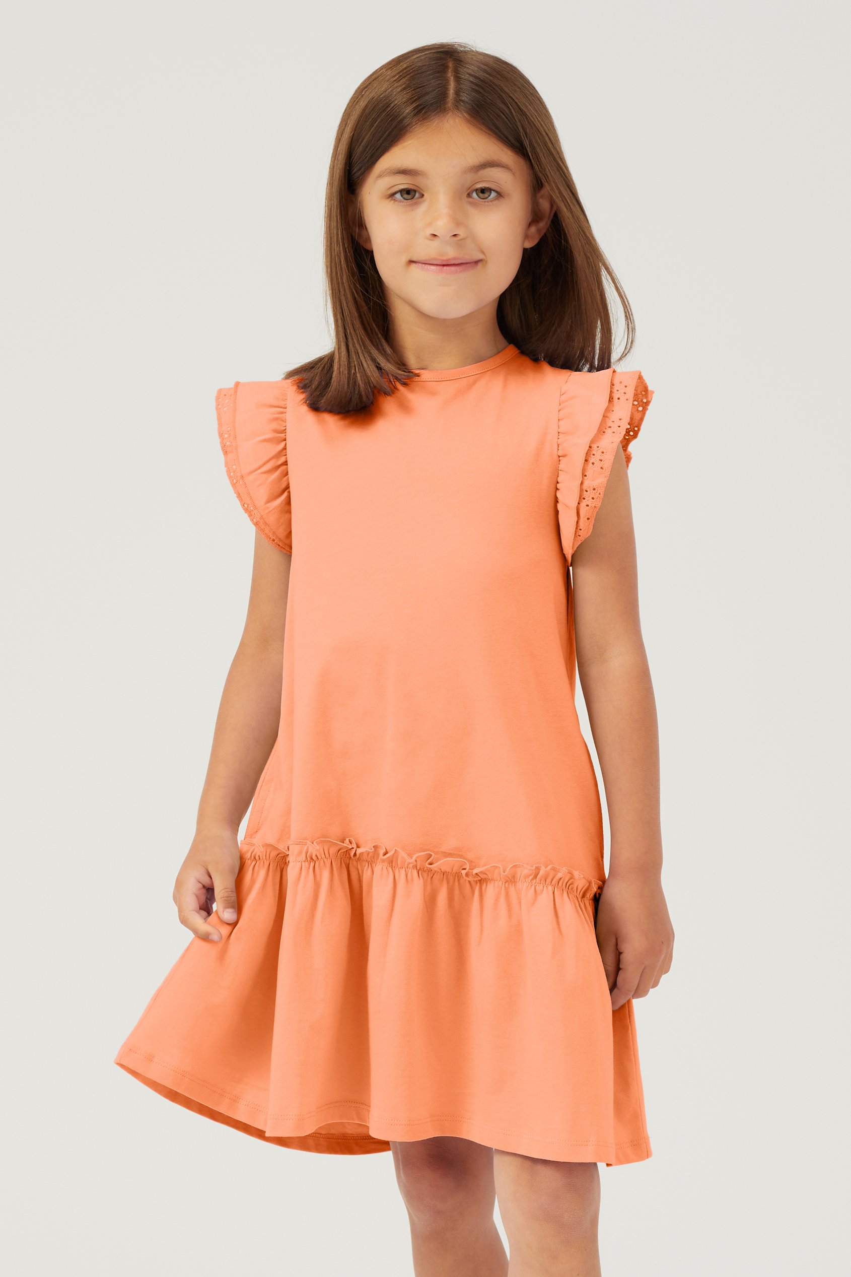Girls Ruffle Sleeve Jersey Dress