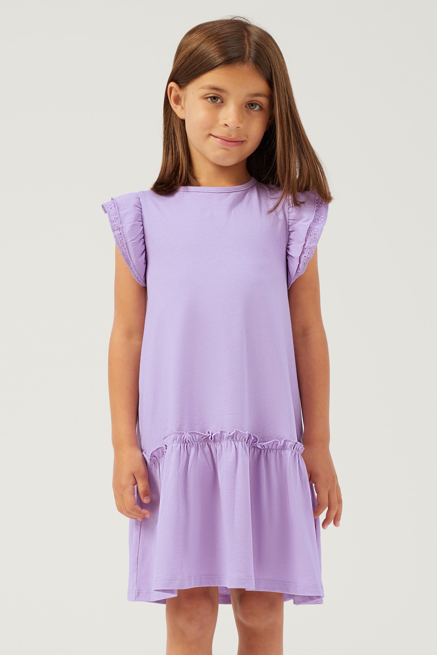 Girls Ruffle Sleeve Jersey Dress