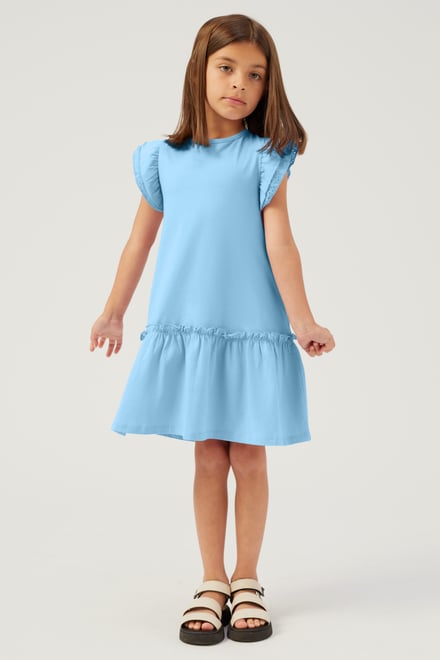 Girls Ruffle Sleeve Jersey Dress