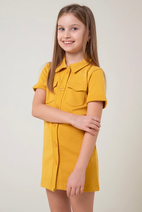 Red Utility Girls Shirt Dress (2yrs-9yrs)
