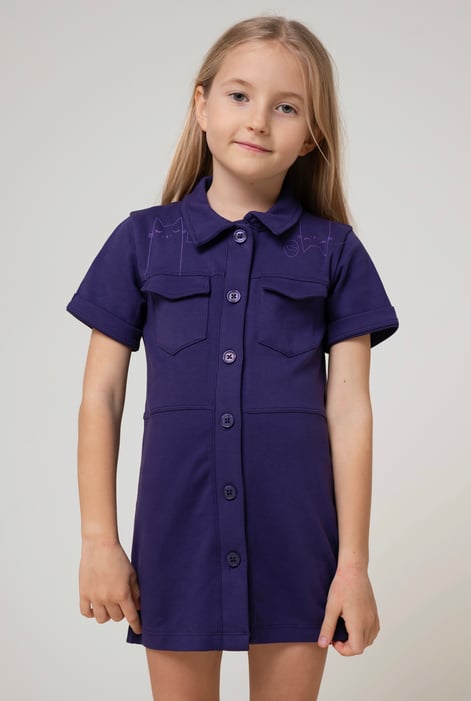 Red Utility Girls Shirt Dress (2yrs-9yrs)