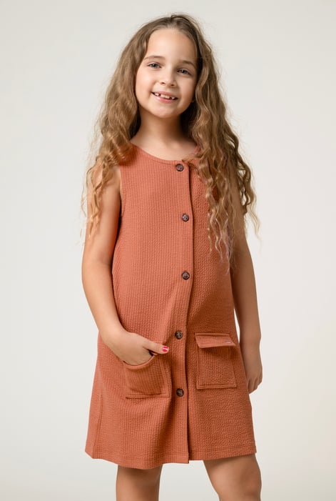 Girls Purple Sleeveless Button Front Dress (2yrs-9yrs)