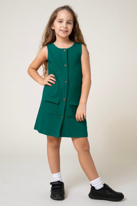 Girls Sleeveless Button Front Dress (2yrs-9yrs)