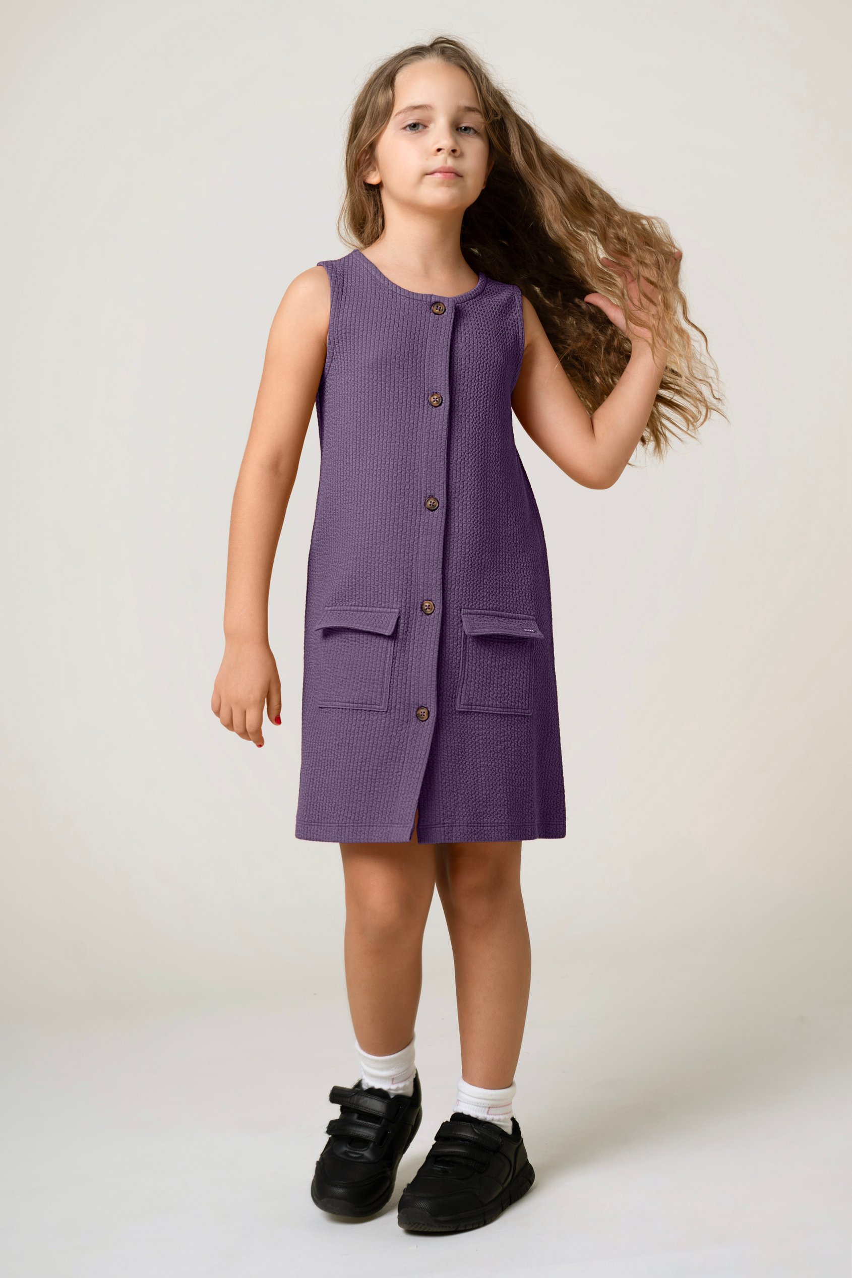 Girls Sleeveless Button Front Dress (2yrs-9yrs)