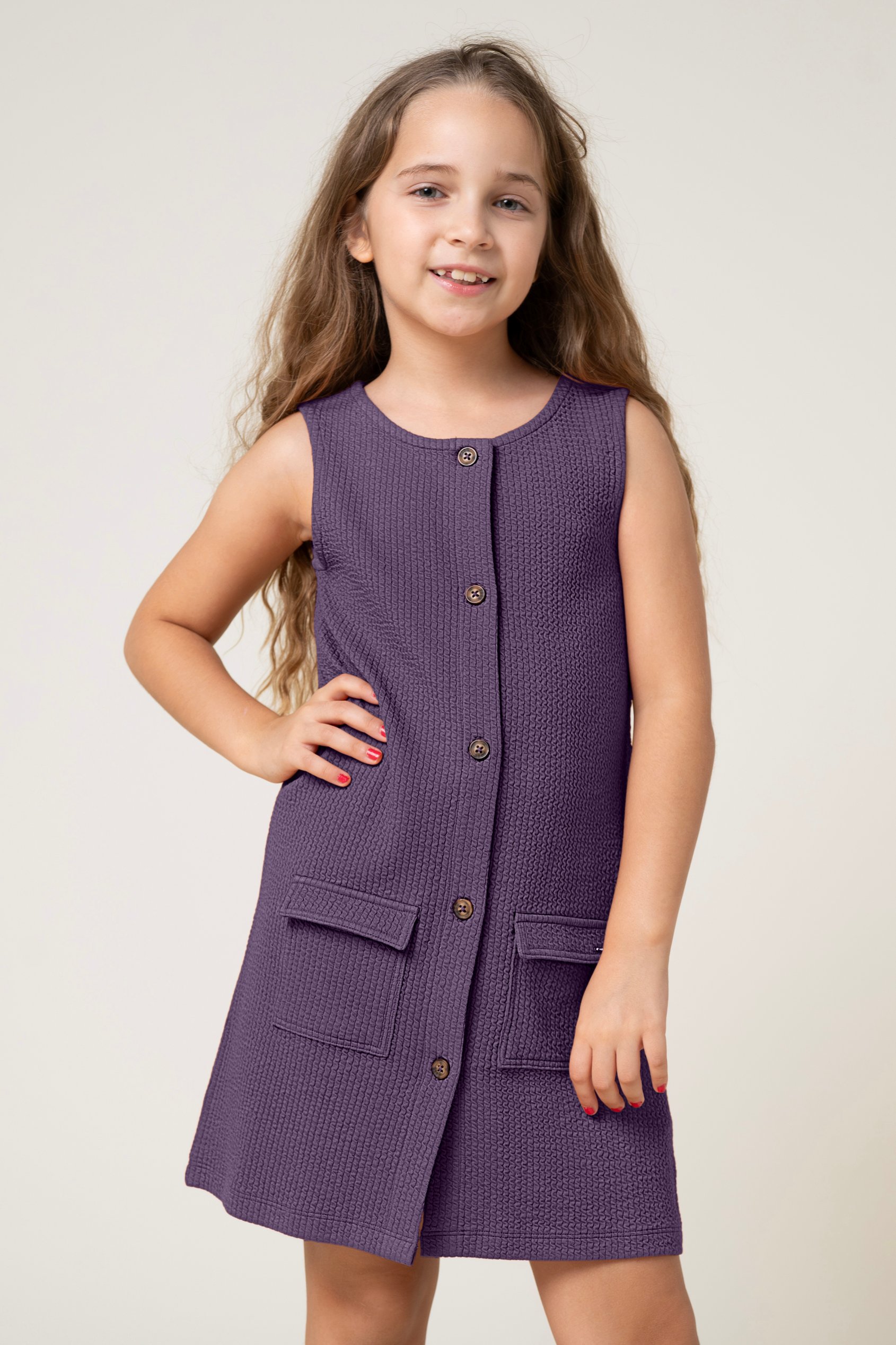 Girls Sleeveless Button Front Dress (2yrs-9yrs)