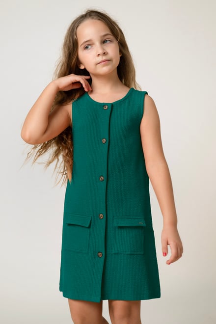 Girls Sleeveless Button Front Dress (2yrs-9yrs)