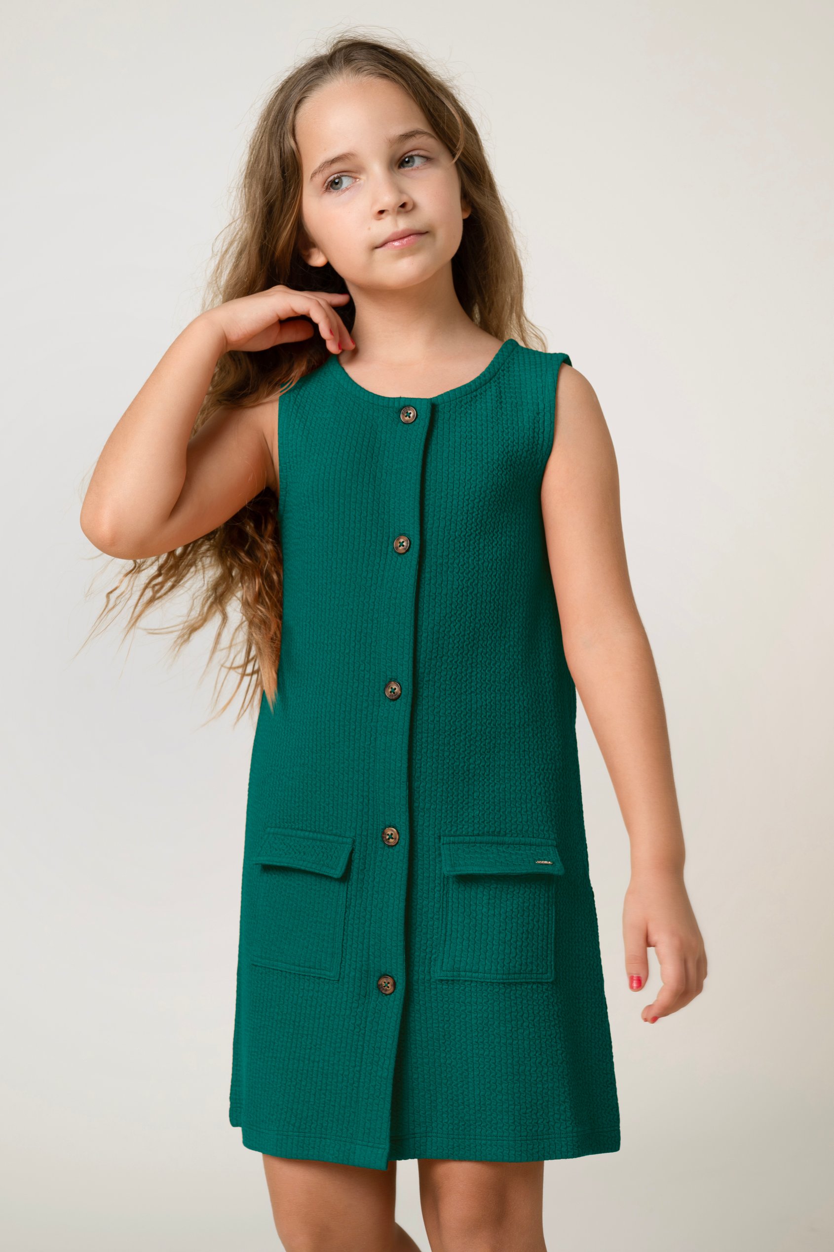 Girls Sleeveless Button Front Dress (2yrs-9yrs)