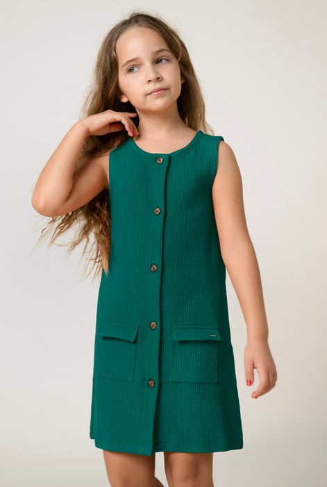 Girls Purple Sleeveless Button Front Dress (2yrs-9yrs)