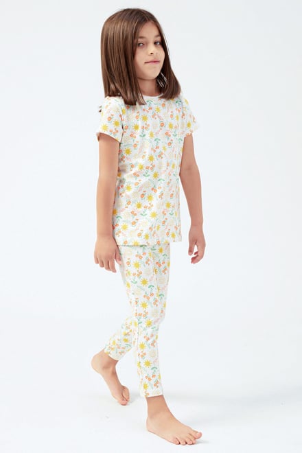Girls Sun Flower Print Pyjama Set