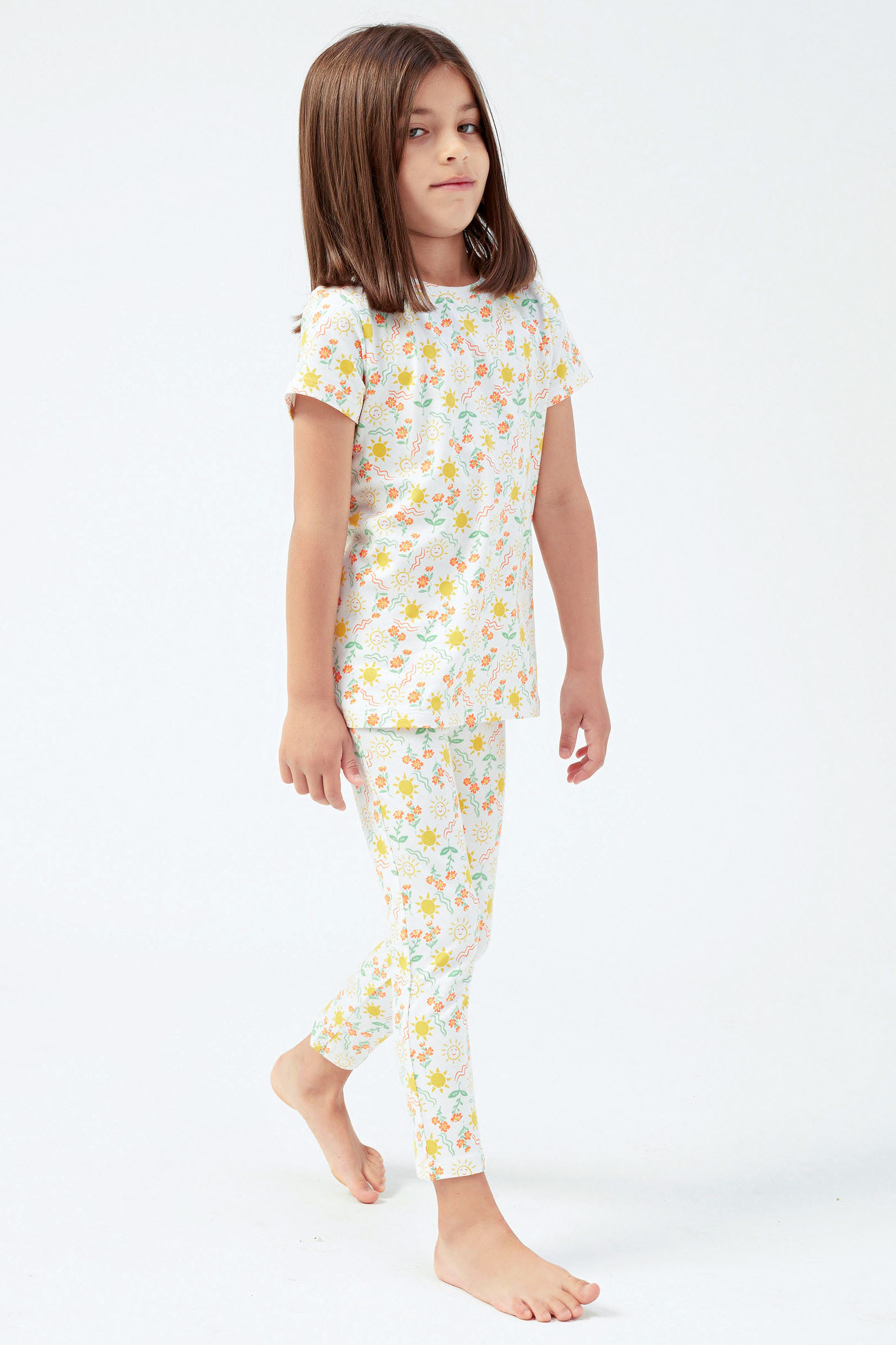 Girls Sun Flower Print Pyjama Set
