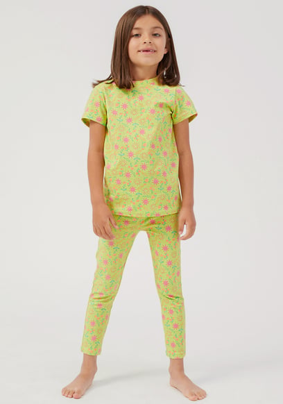 Girls Sun Flower Print Pyjama Set