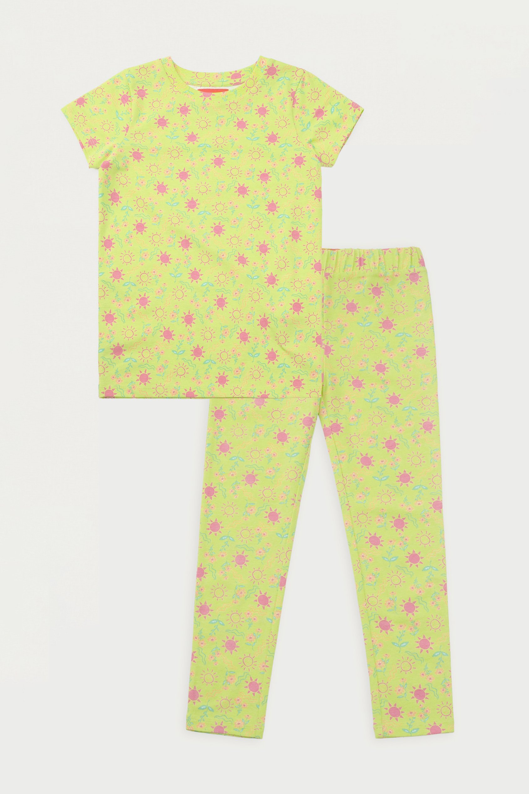 Girls Sun Flower Print Pyjama Set