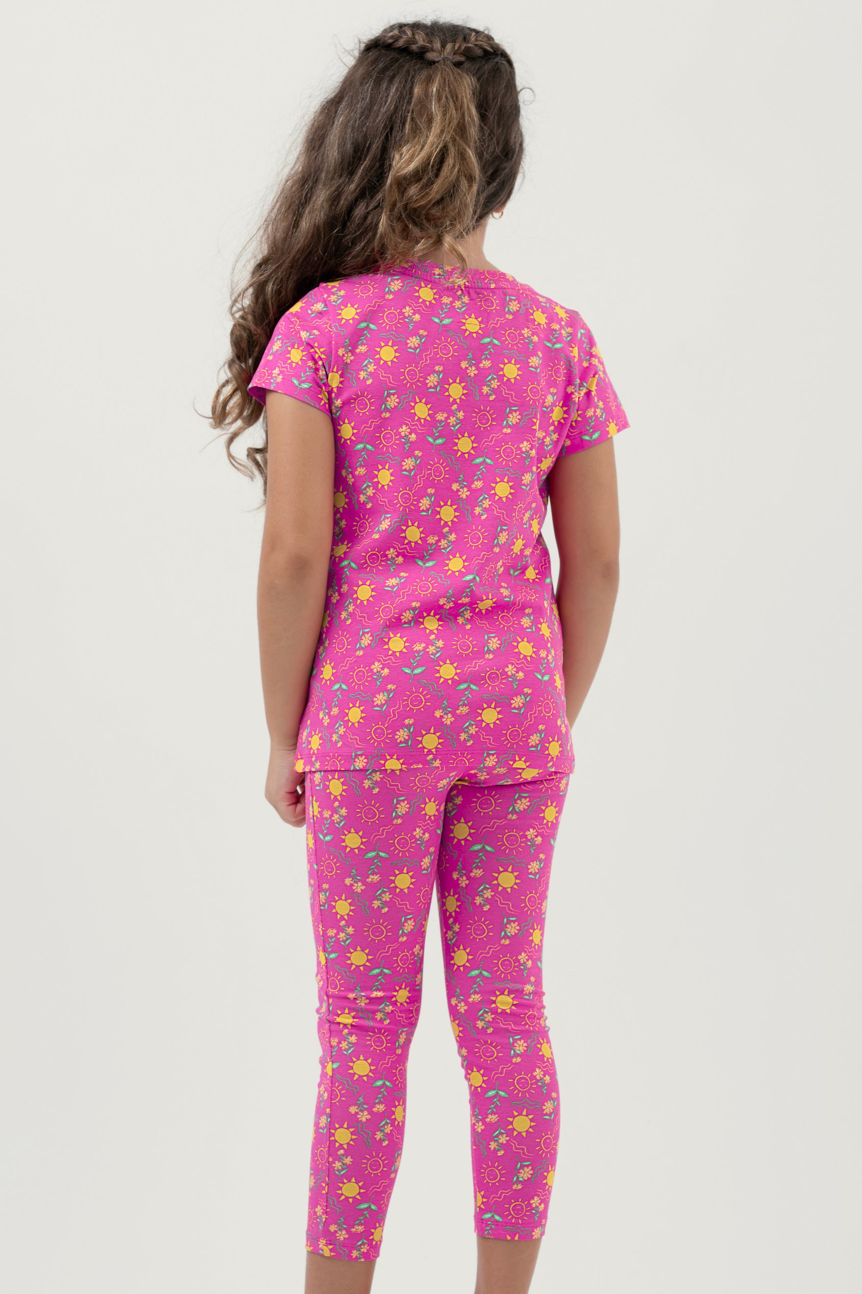 Girls Sun Flower Print Pyjama Set