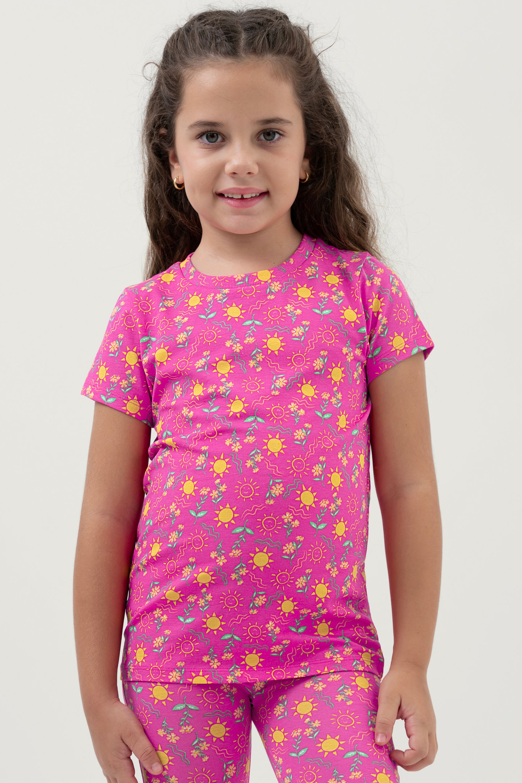 Girls Sun Flower Print Pyjama Set