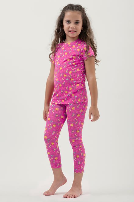 Girls Sun Flower Print Pyjama Set
