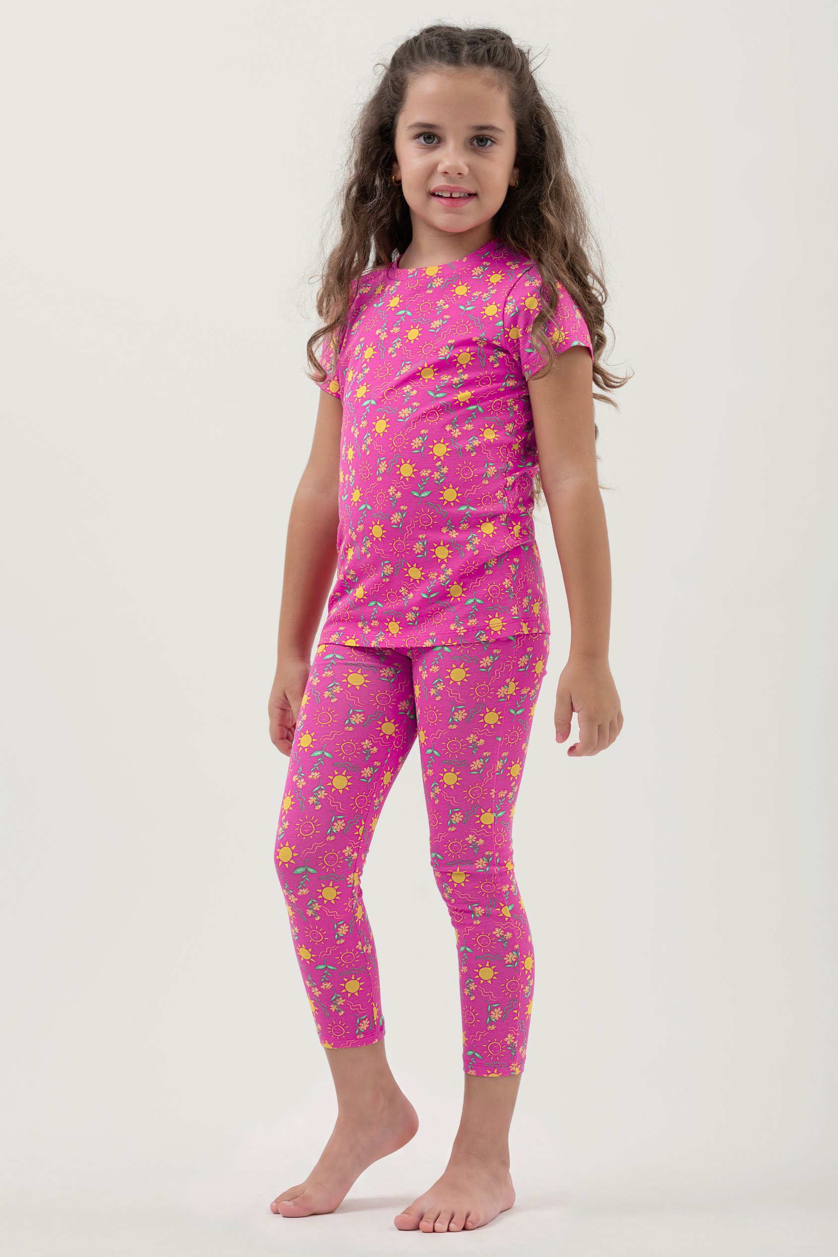 Girls Sun Flower Print Pyjama Set