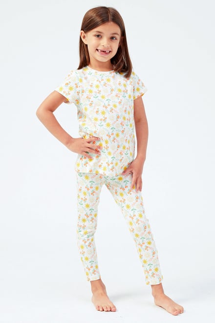 Girls Sun Flower Print Pyjama Set