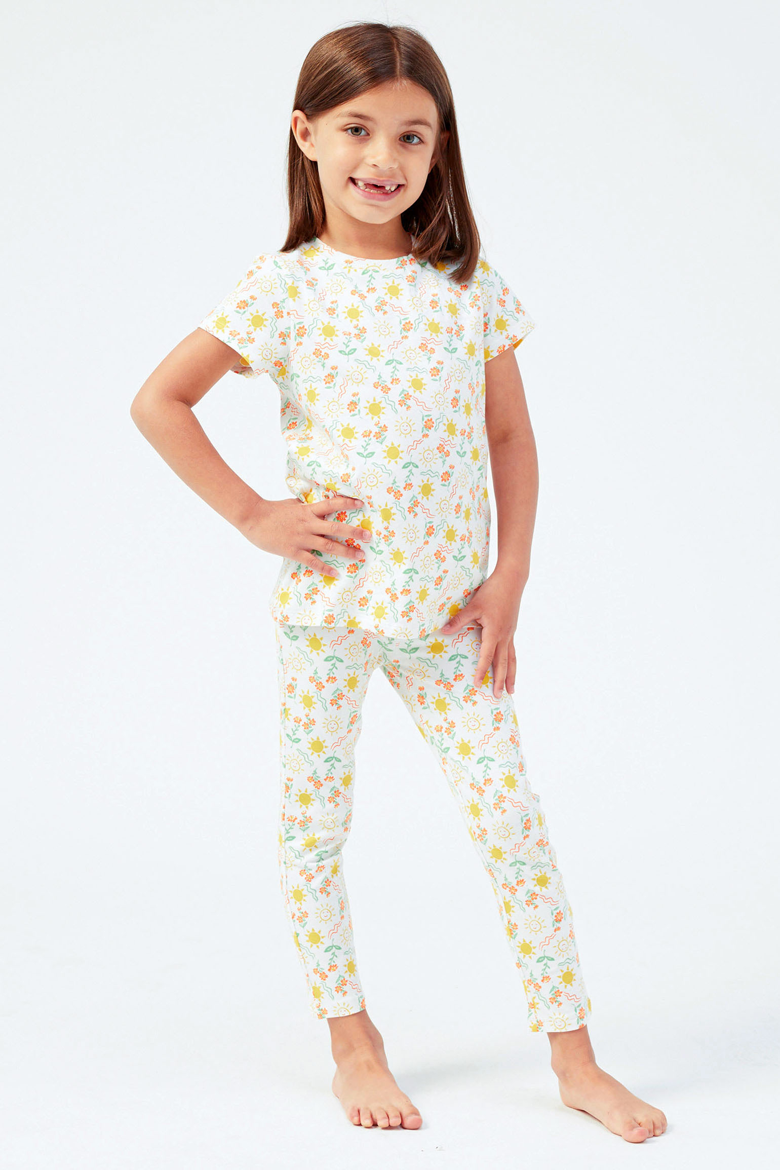 Girls Sun Flower Print Pyjama Set
