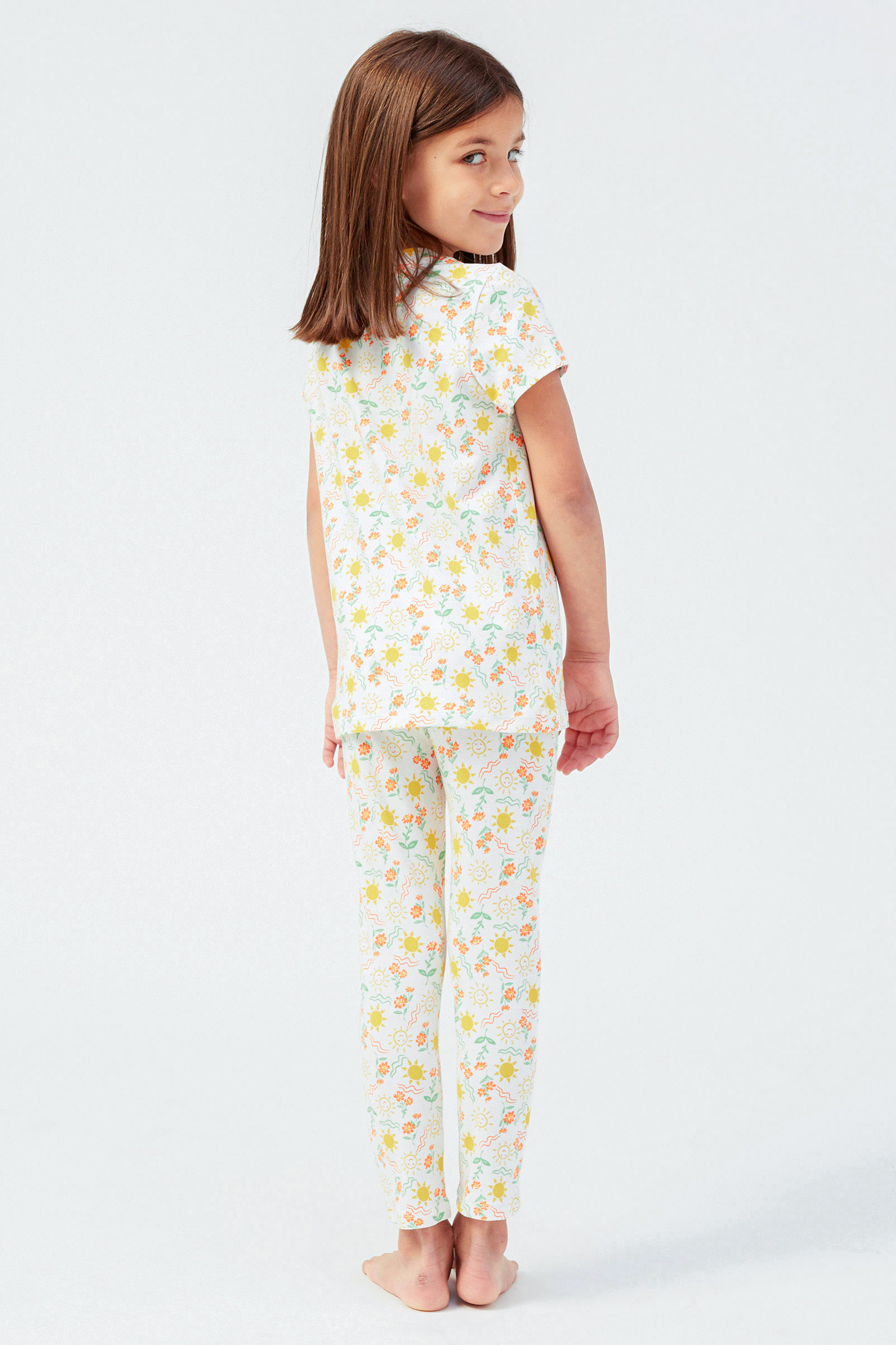 Girls Sun Flower Print Pyjama Set