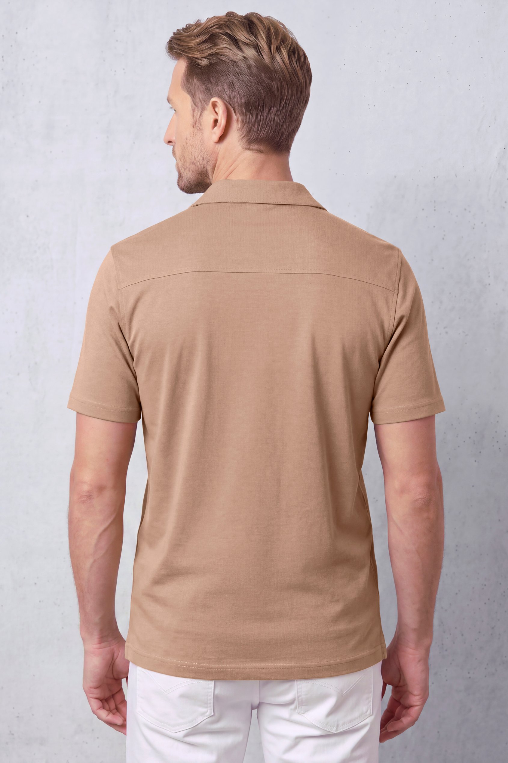 Men's Regular Fit Revere Collar Jersey Shirt