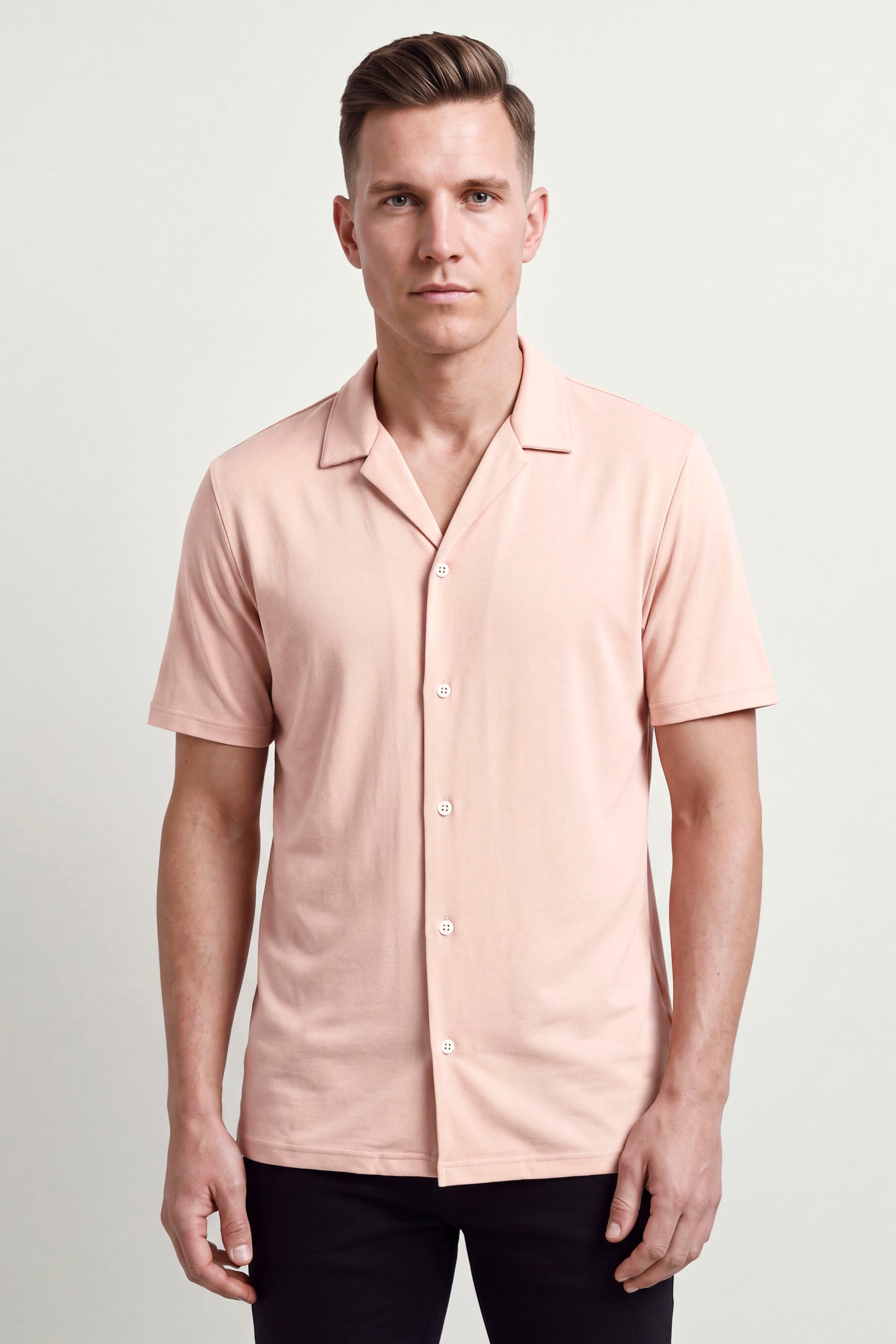 Men's Regular Fit Revere Collar Jersey Shirt