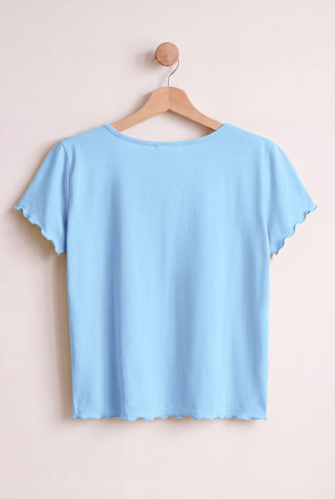 Women’s Blue Cotton Rich Lettuce Edge T-Shirt
